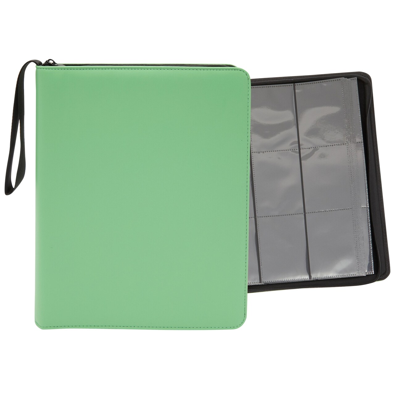Trading Card Binder with 9-Pocket Plastic Sleeves, Zipper Organizer for 360 TCG Cards (Green)